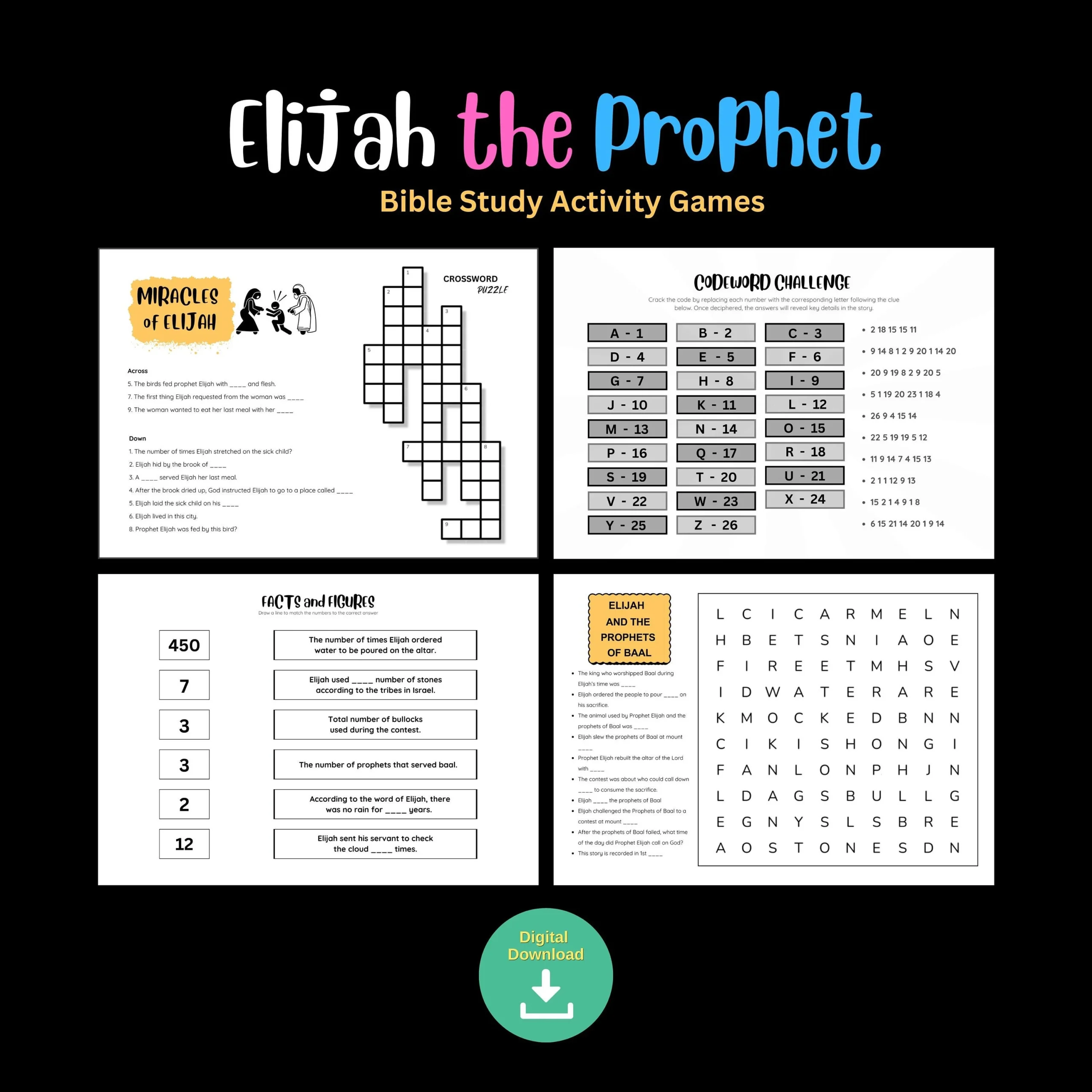 Free Bible Crossword Puzzles Printable-Elijah