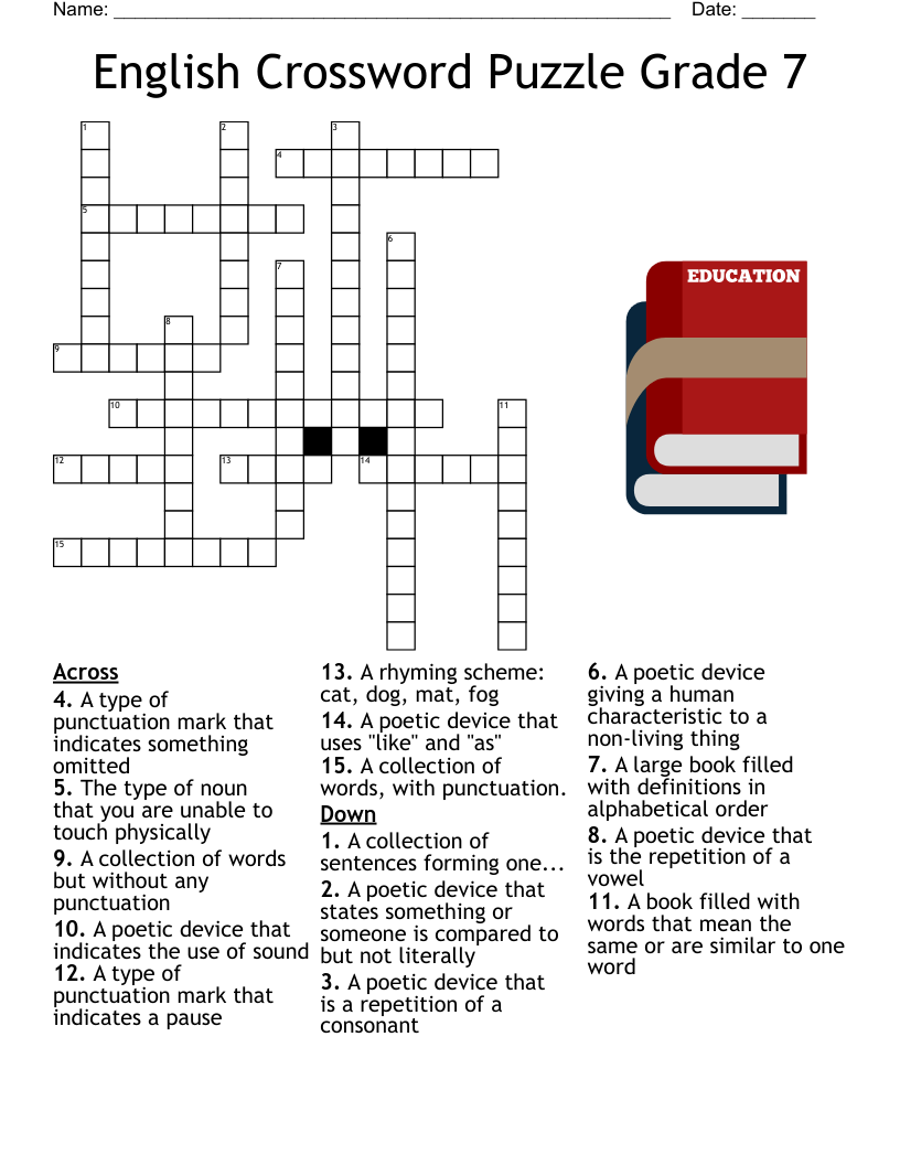 Free Printable Crossword Puzzles 7th Grade