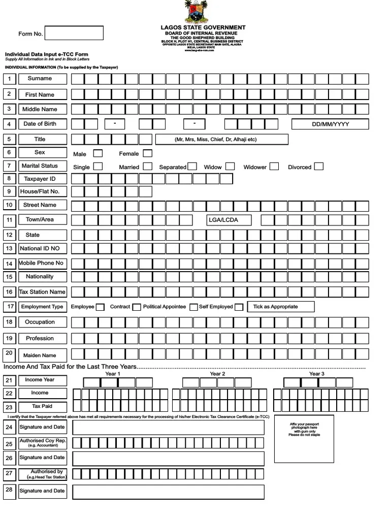 ETCC Application Form Lagos State PDF Government Finances 