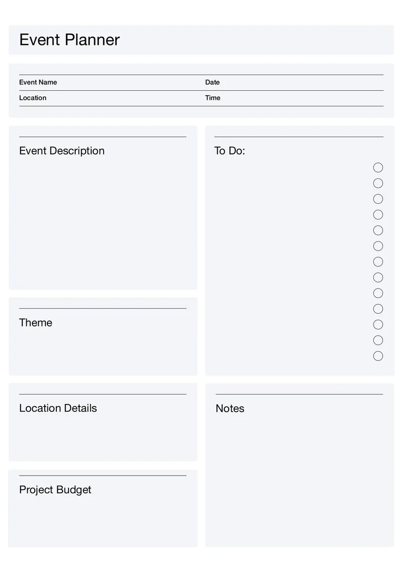 Printable Event Planning Template