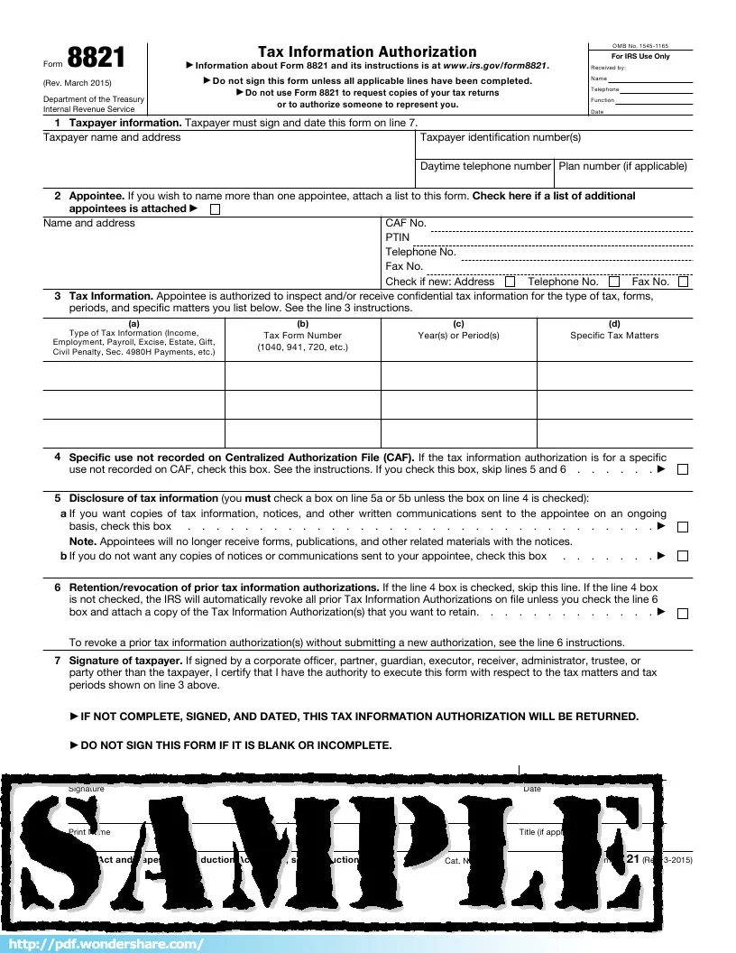 Example Of Completed Form 8821