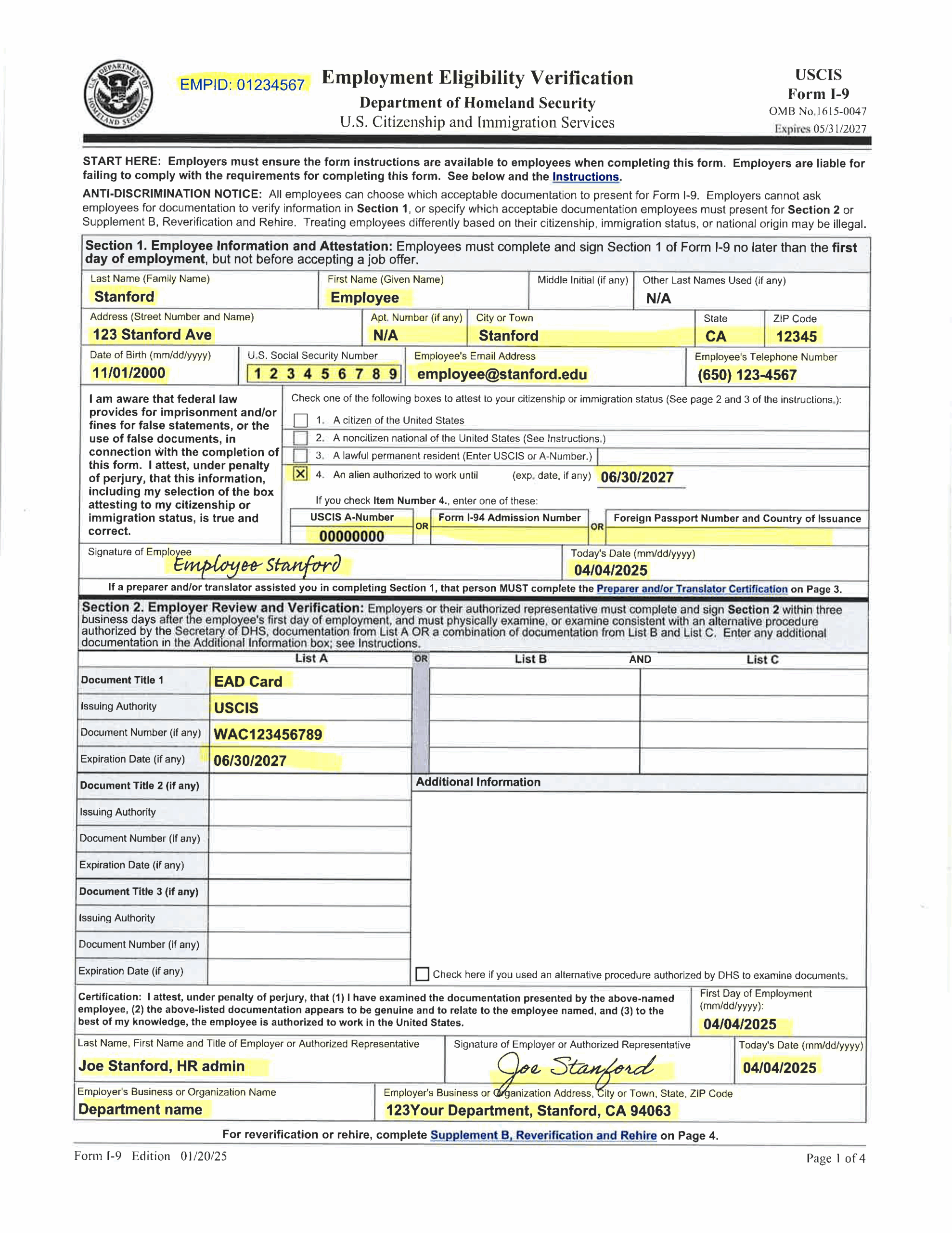 I9 Form 2025 Fillable