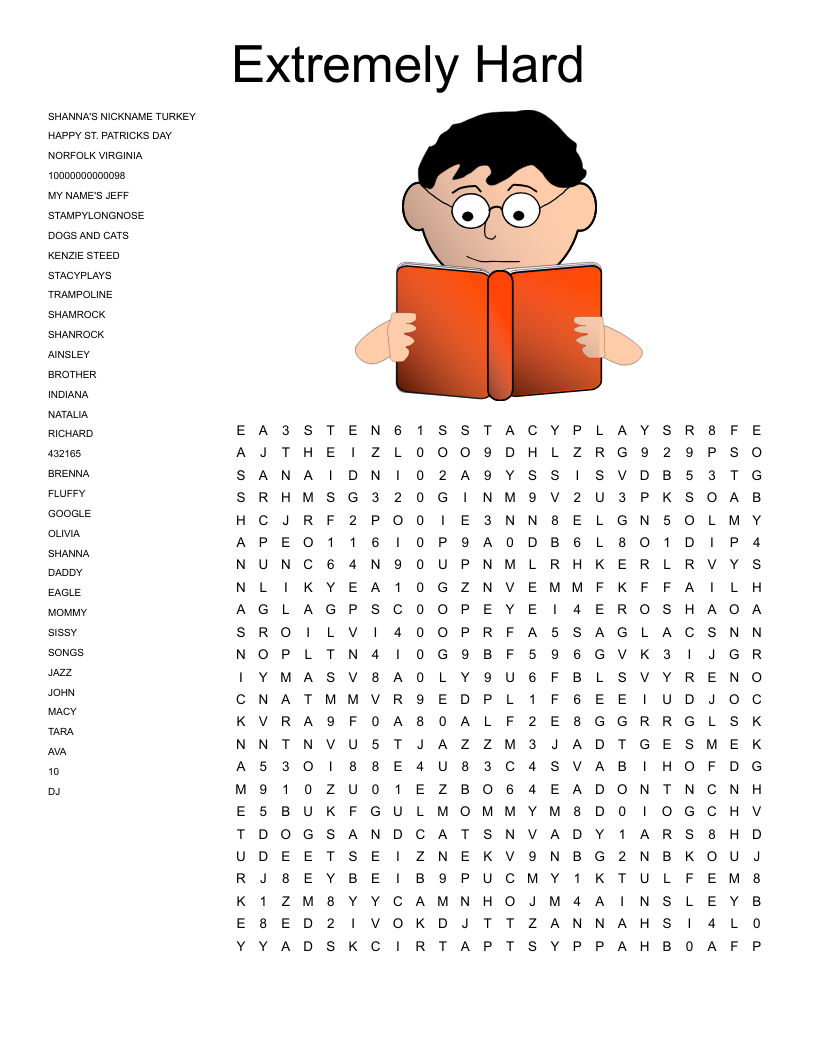 Word Search Puzzles Hard Printable Pdf