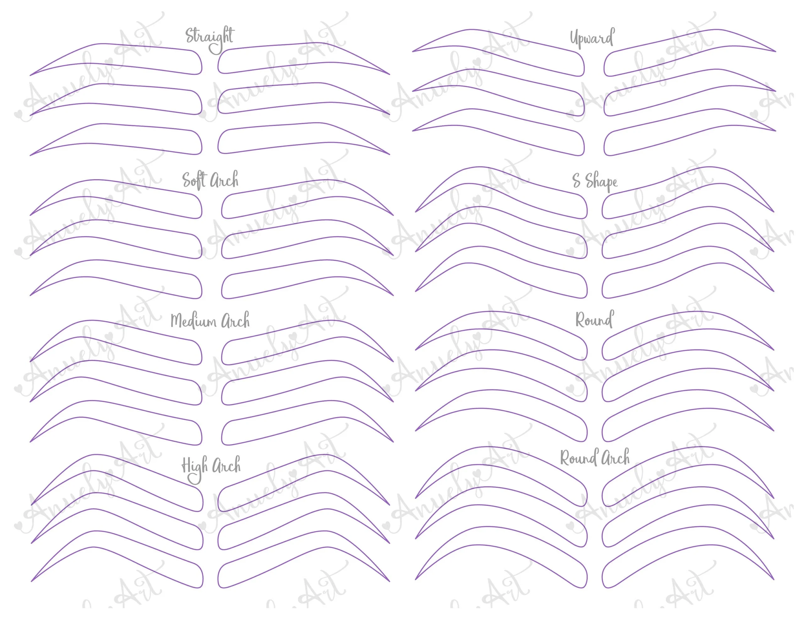 Eyebrow Practice Stencil Etsy