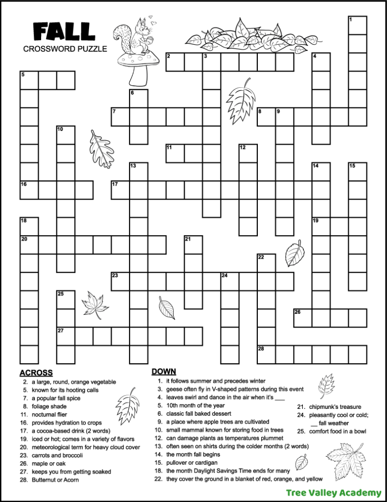 Crossword Puzzle With Answers Printable