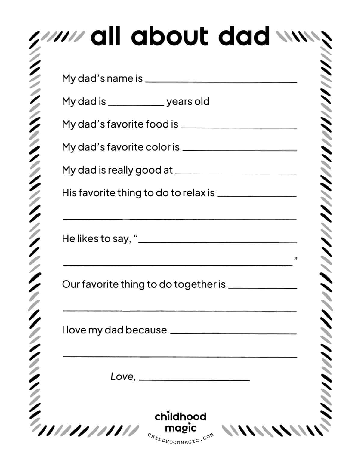 Fathers Day Printable Childhood Magic Worksheets Library