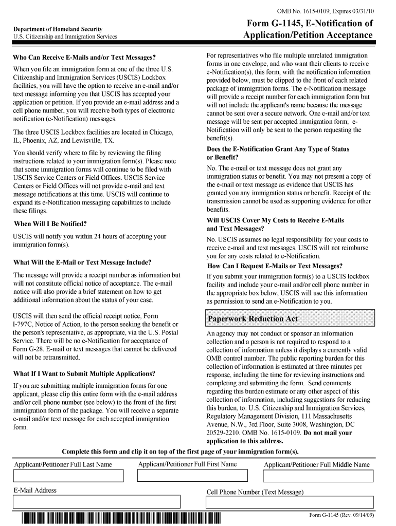 Form G-1145 E-Notification Form