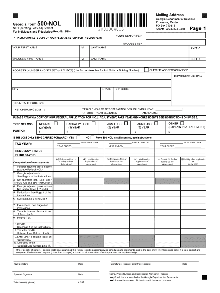 Printable Form 500x Ga Income Tax