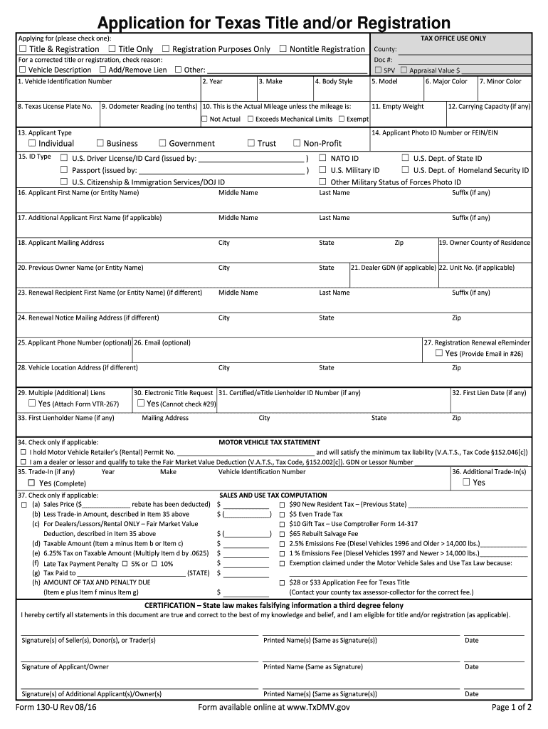 Fillable Online Texas Title Transfer Form Fax Email Print PdfFiller