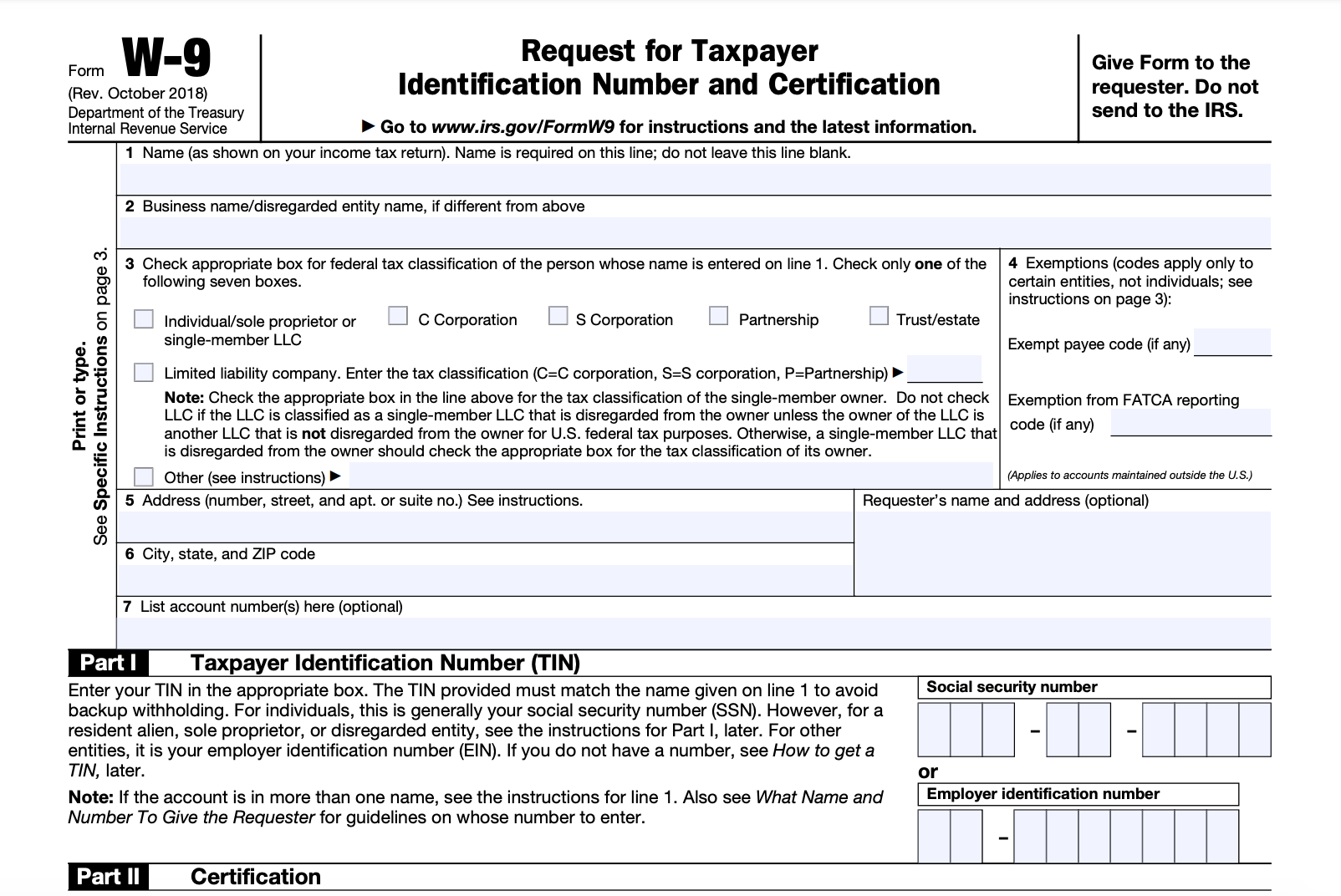 Fillable W 9 Form With Signature Printable