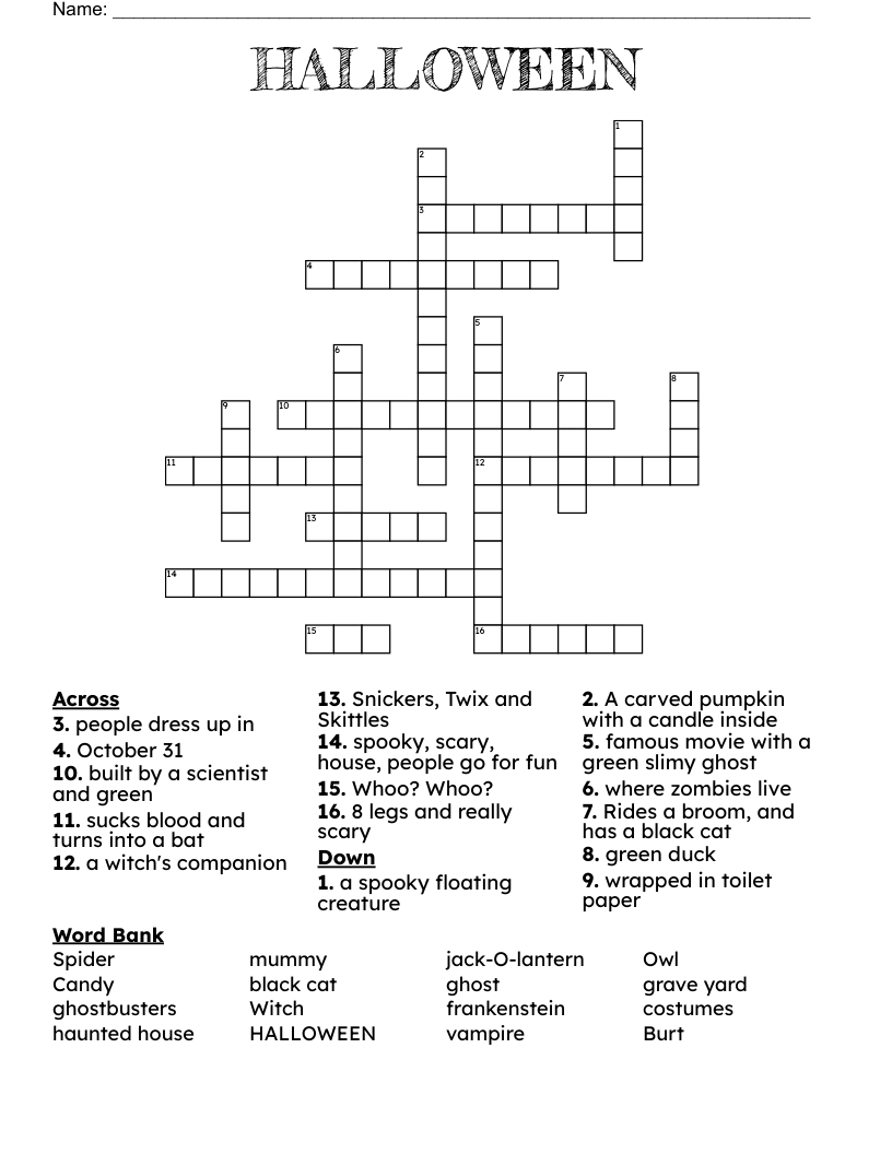 Genre Crossword Puzzles Printable