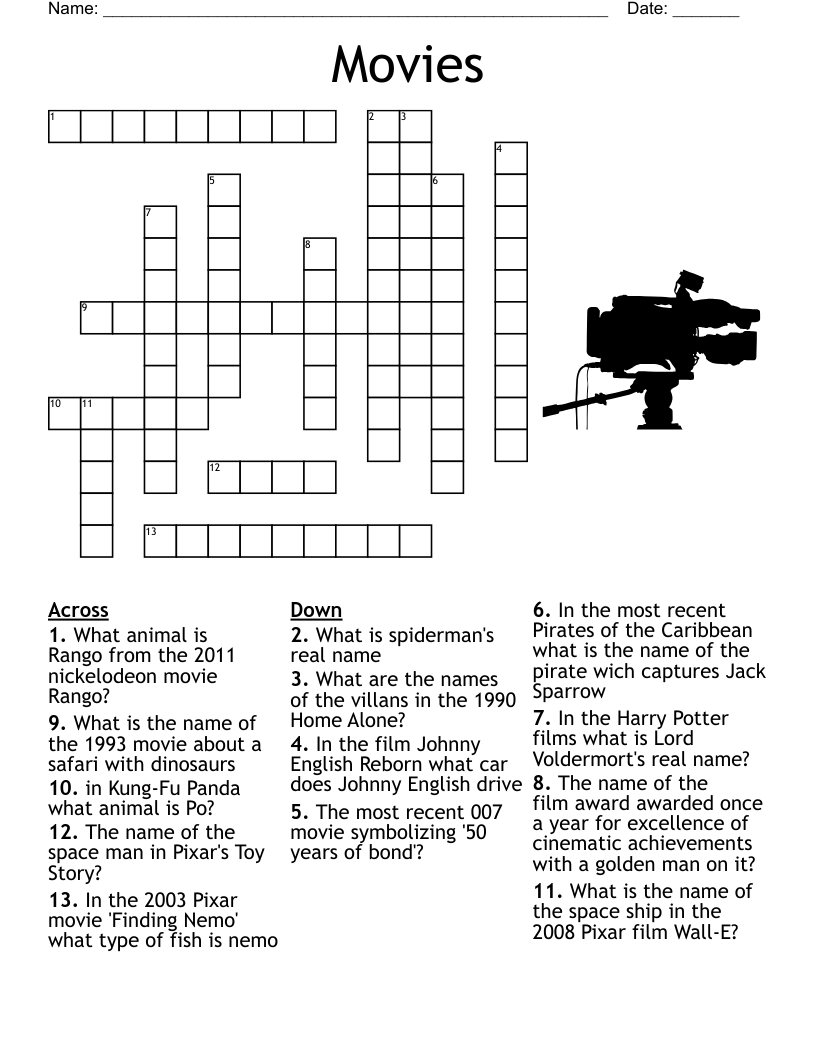 Movies Crossword Puzzles Printable