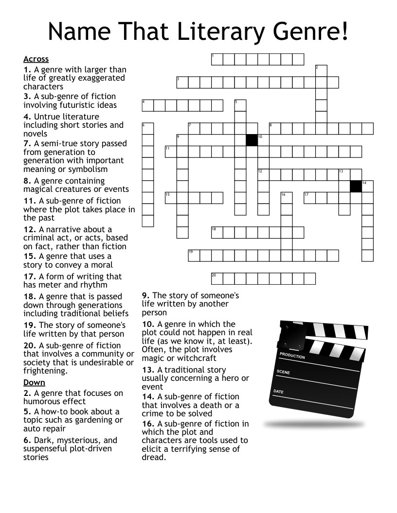 Film Genres Crossword WordMint