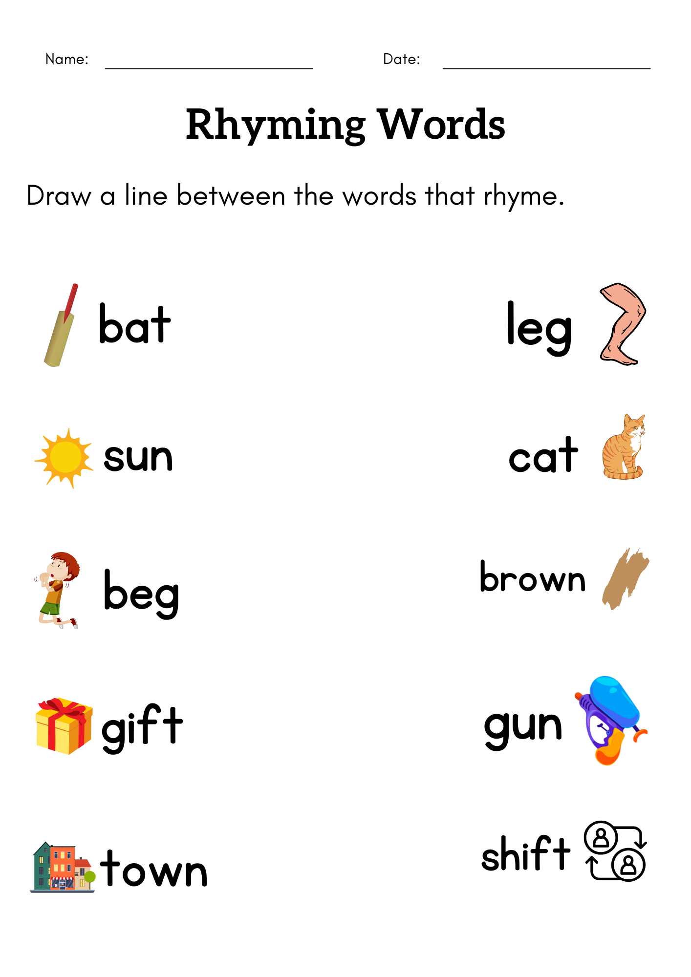 Printable Rhyming Worksheets For Kindergarten