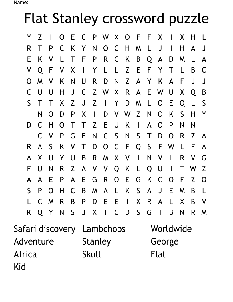 Flat Stanley Crossword Puzzle Word Search WordMint