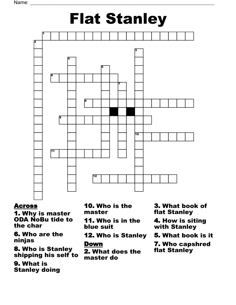 Flat Stanley Crossword WordMint