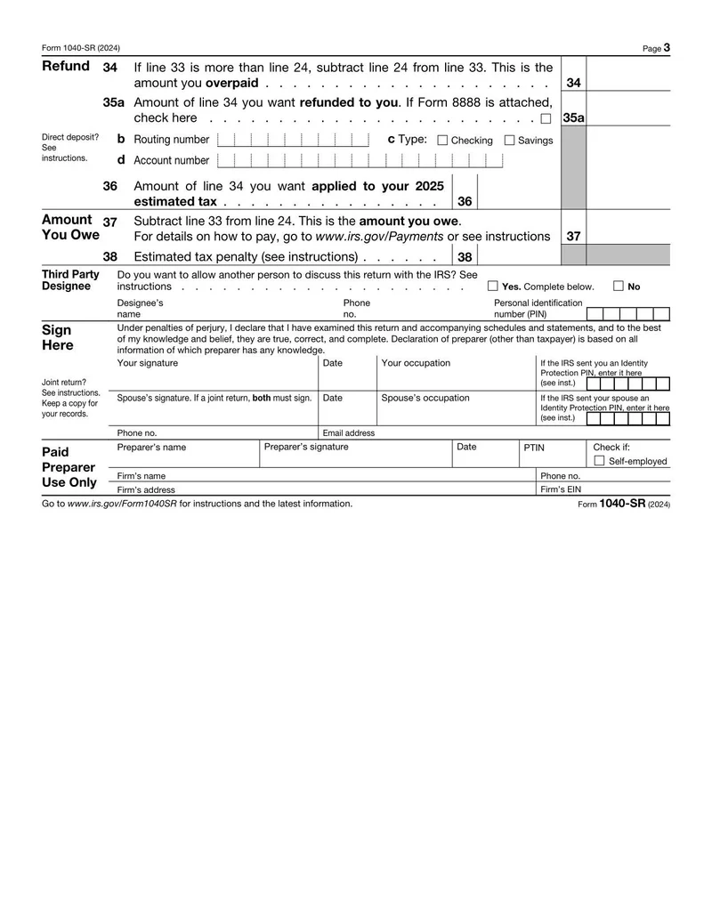 Irs Form 1040 Sr 2024 Printable