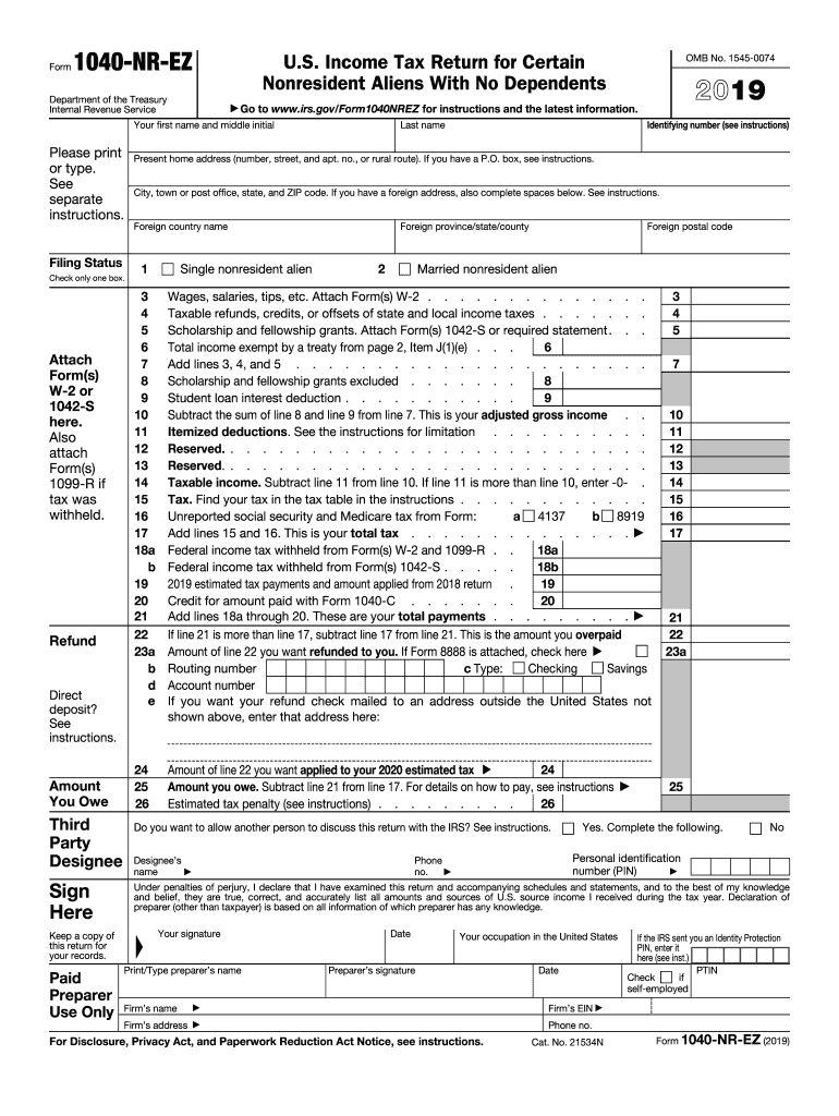 Form 1040nr Fill Out amp Sign Online DocHub