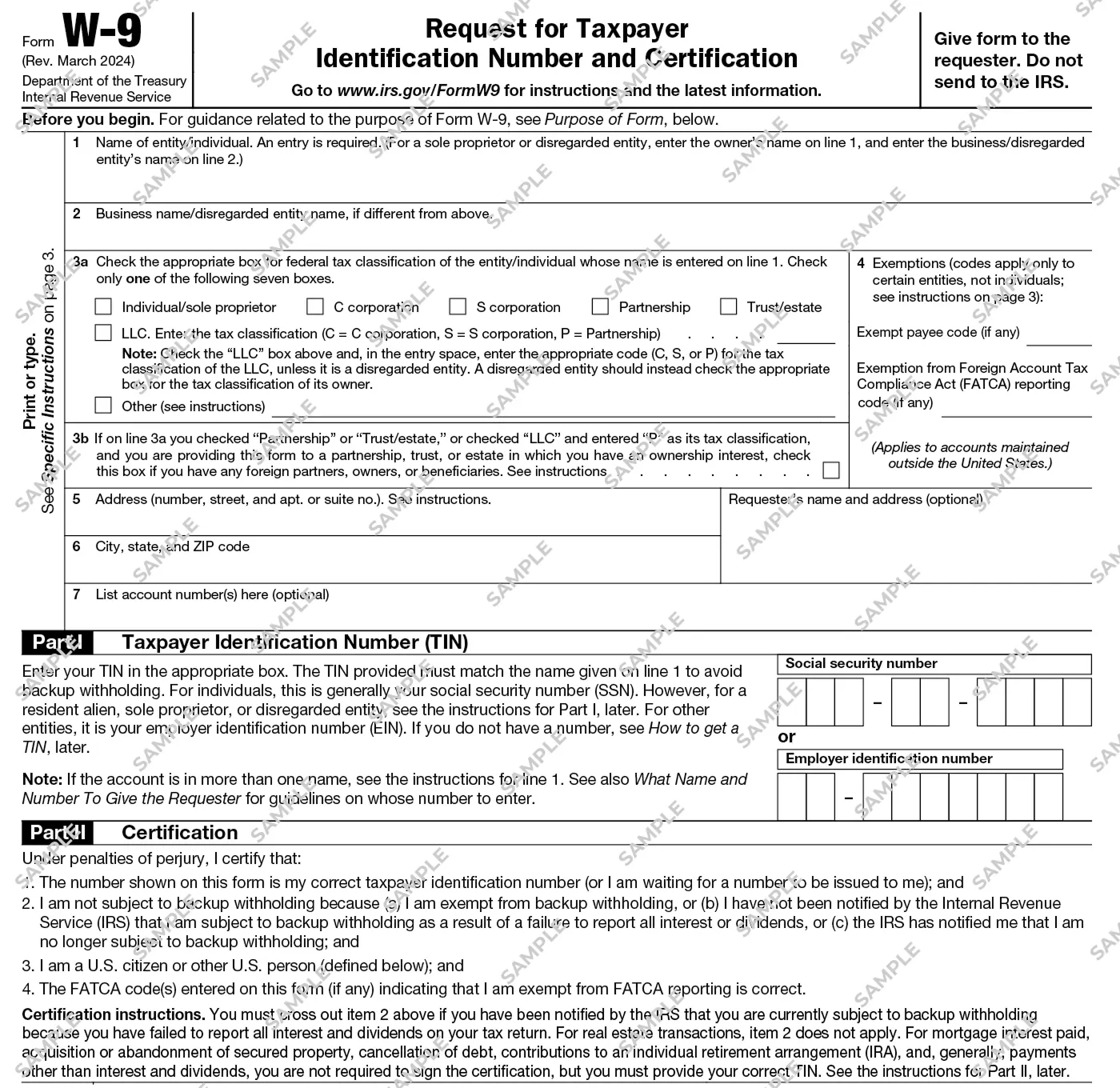 Nonprofit W9 Form Sample