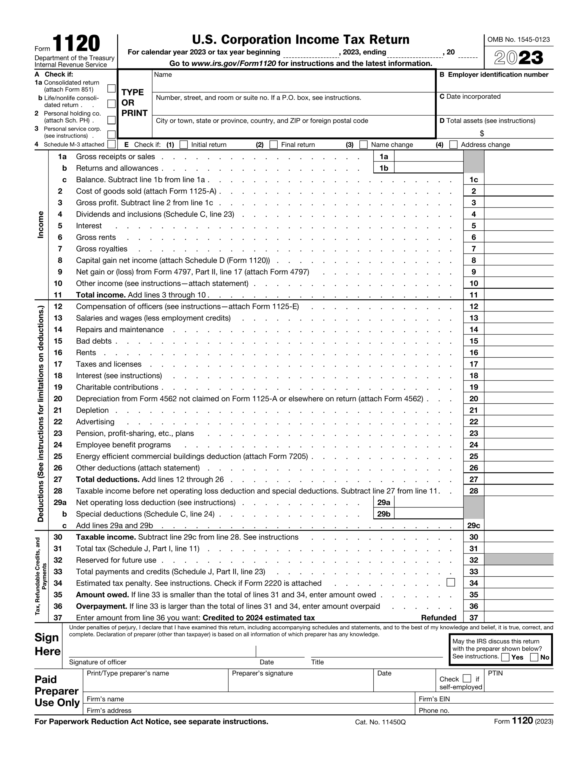 Form 1120 For 2024 2025 Fill amp Edit Online PDF Guru