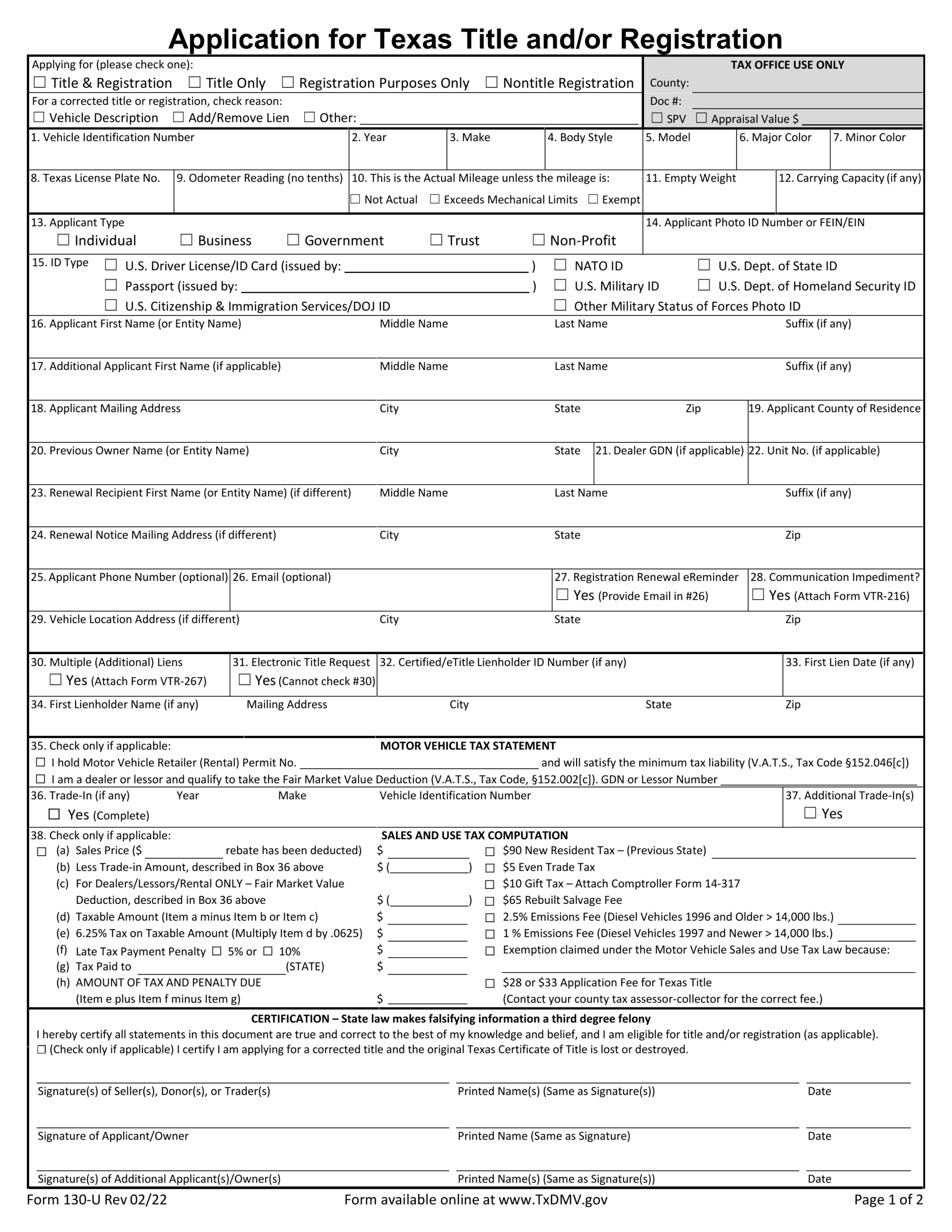 Form 130 U 2024 2025 Fill Edit And Download PDF Guru