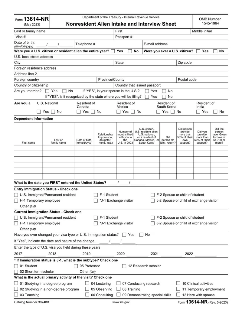 Printable Form Irs 13614 C
