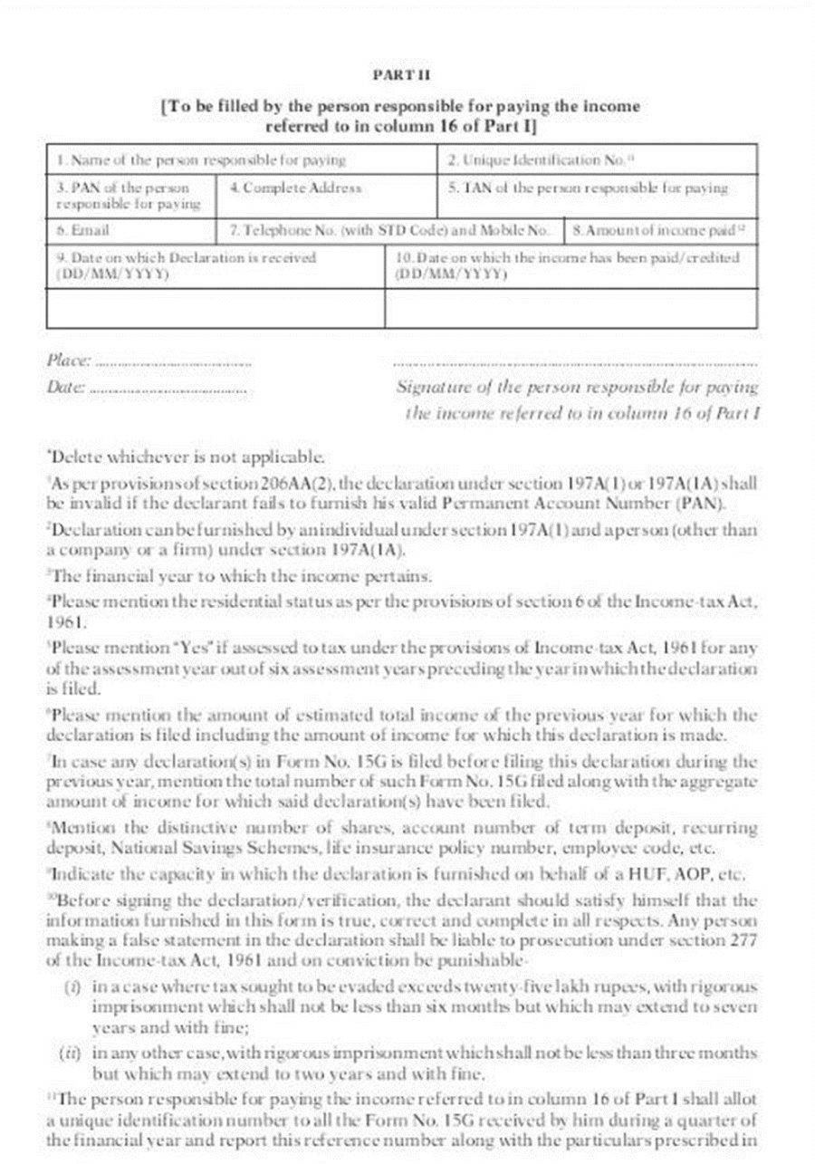 Form 15h Form Pdf