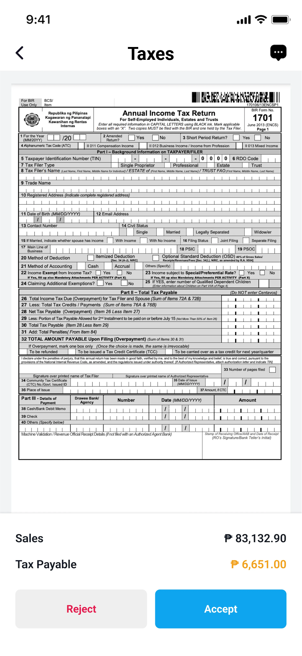 Form 1701 Beppo