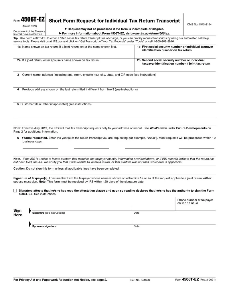 Irs Form 4506-T Online