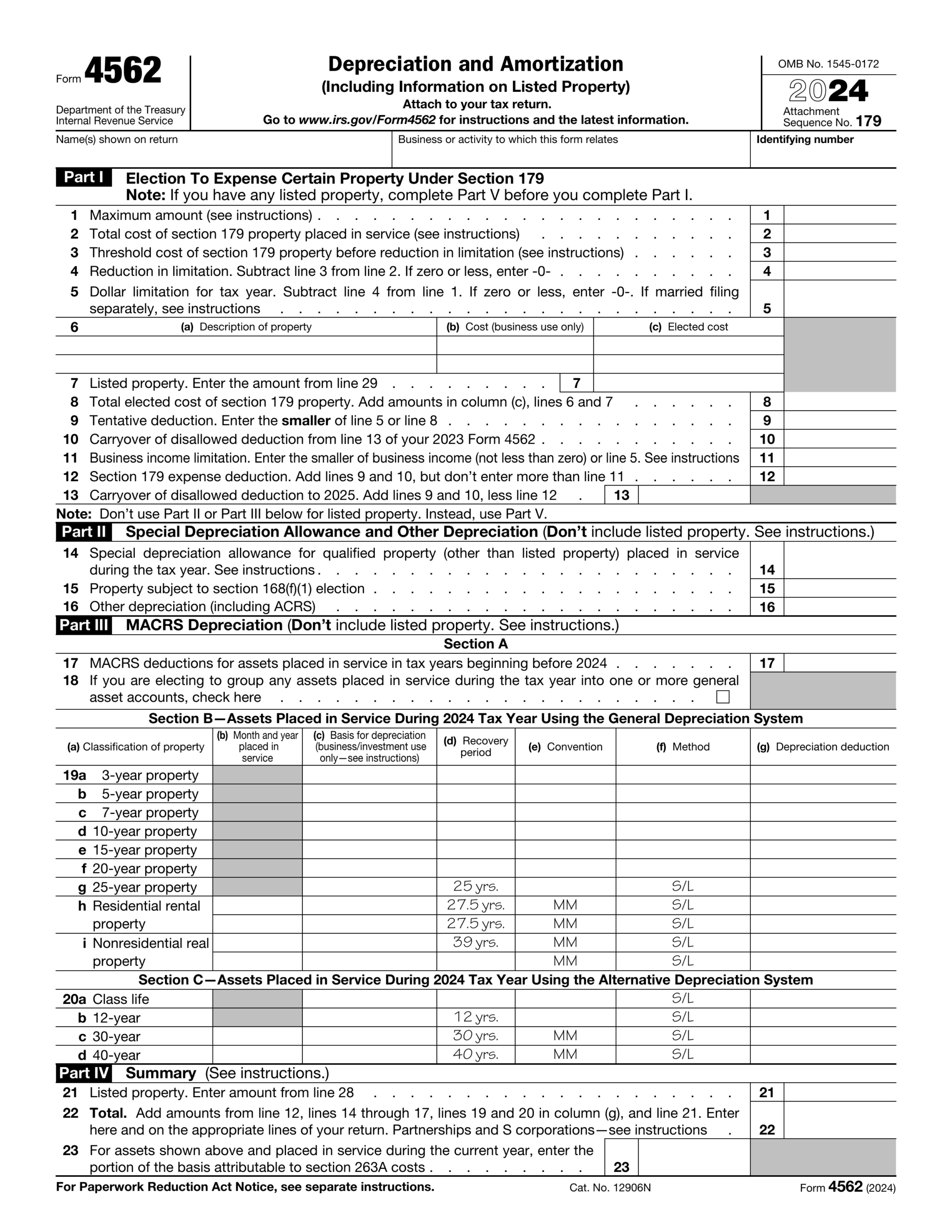 Form 4562 For 2024 2025 Fill And Edit Online With PDF Guru