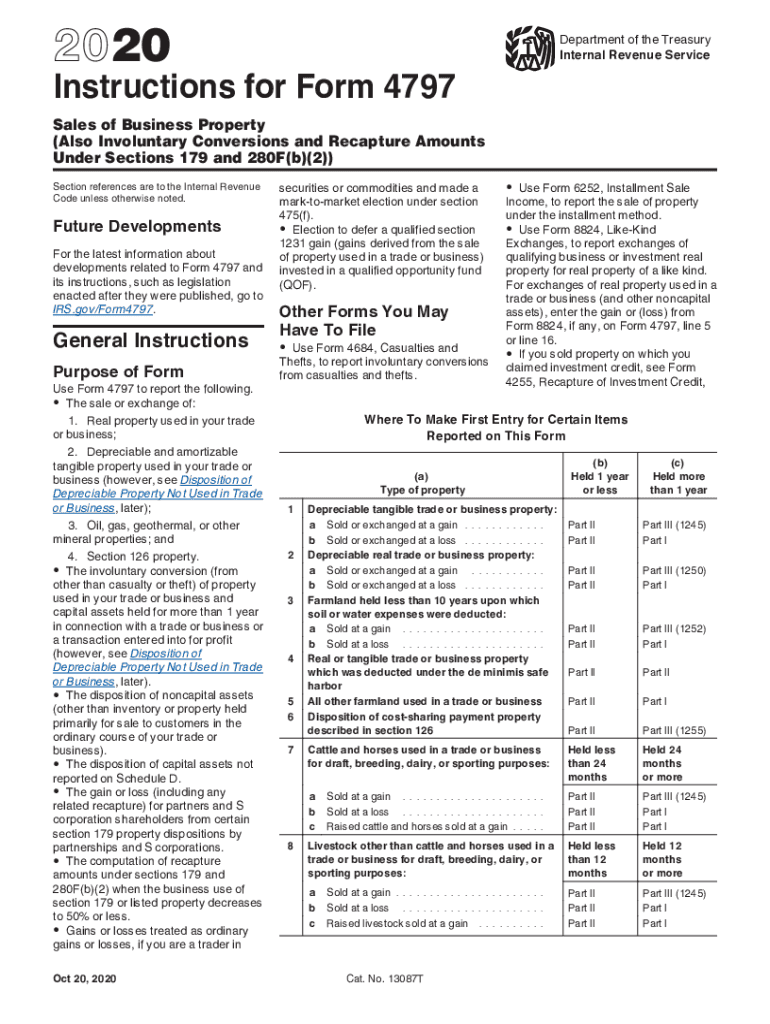 Irs Form 4797 Instructions Pdf