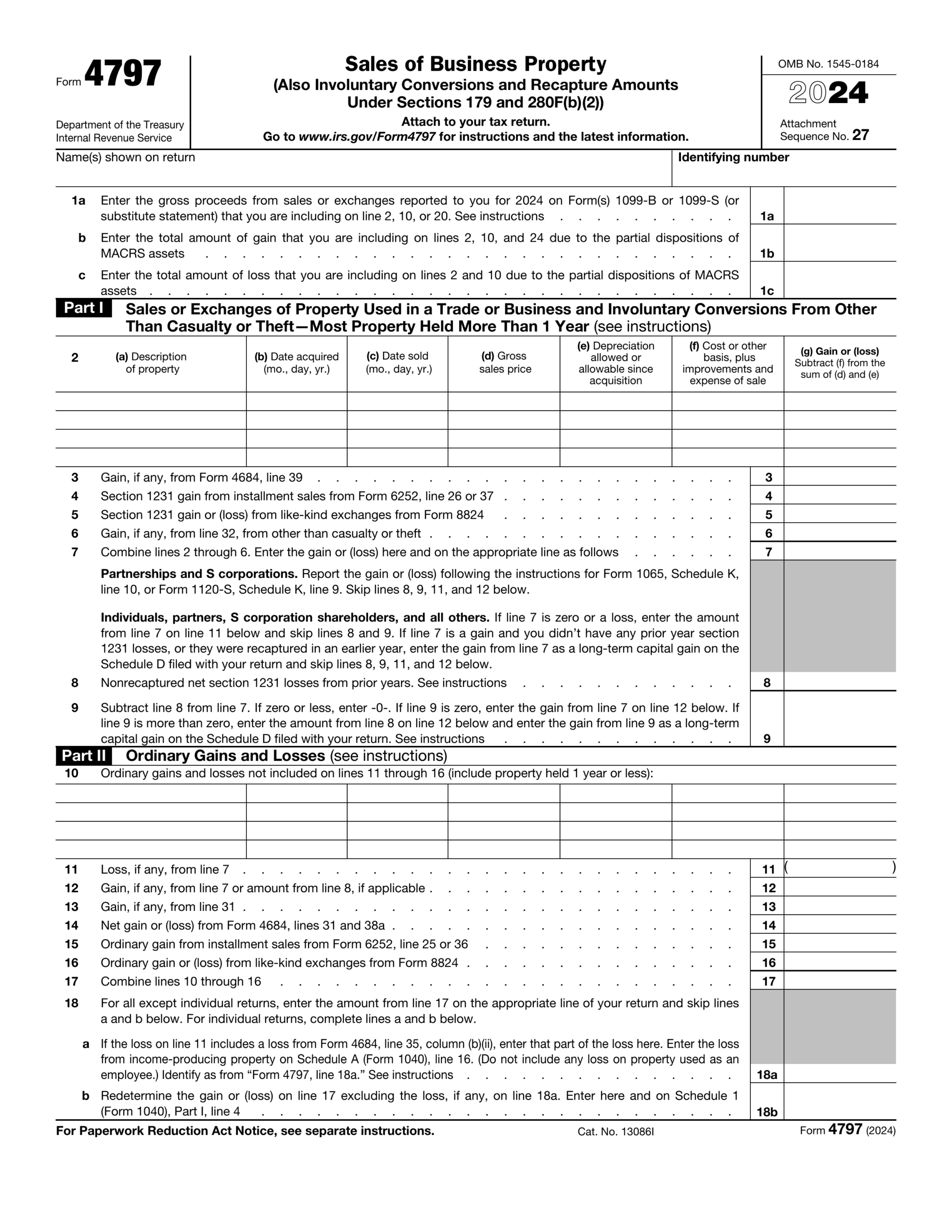 Form 4797 Sales Of Business Property 2024 2025 PDF Guru