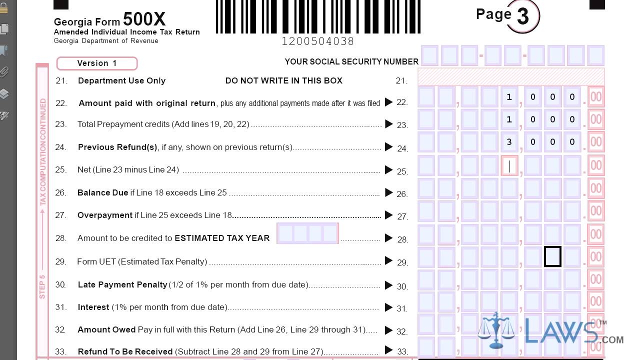 Form 500X Amended Individual Income Tax