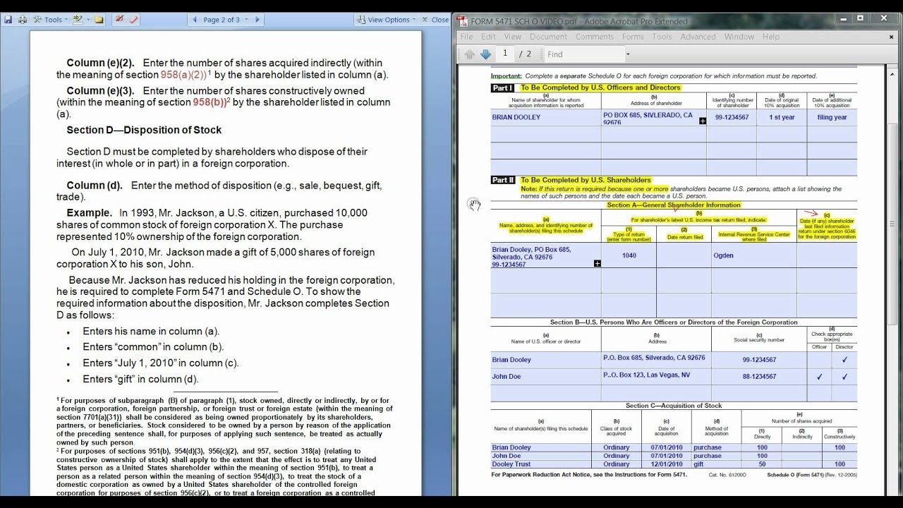 FORM 5471 SCHEDULE O CONTROLLED FOREIGN CORPORATION avi