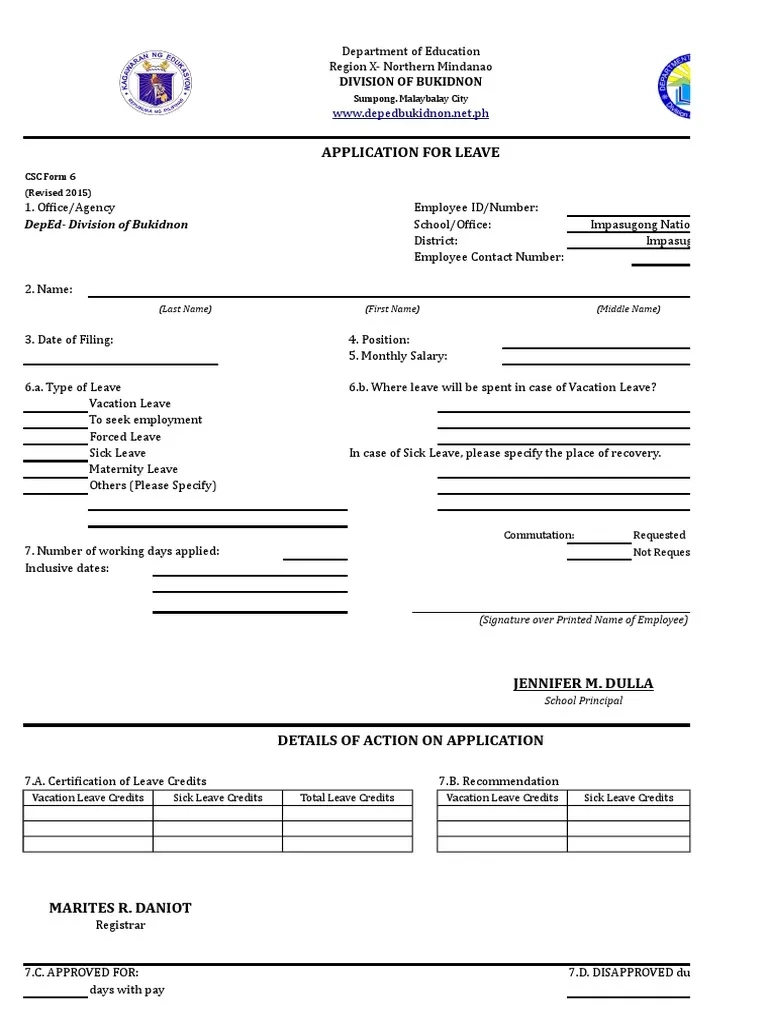 Form 6 Deped 2026