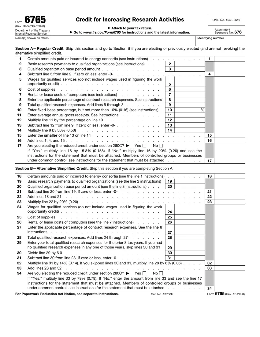 Form 6765 Fill Out Printable PDF Forms Online