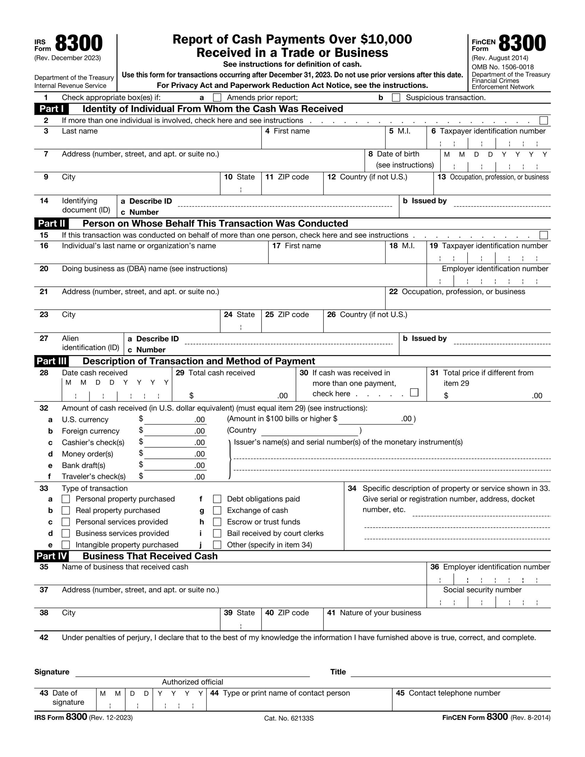 Form 8300 2024 2025 Complete Edit And Download PDF Guru