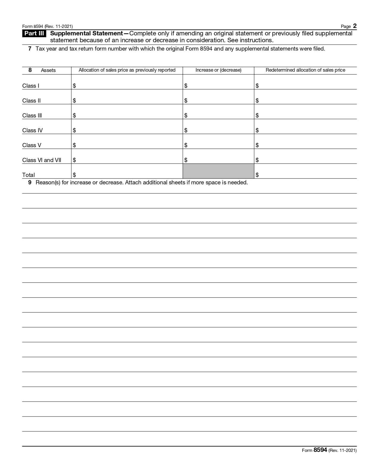 Asset Purchase Form 8594