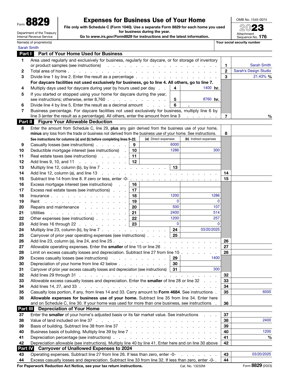 Filling Out Form 8829