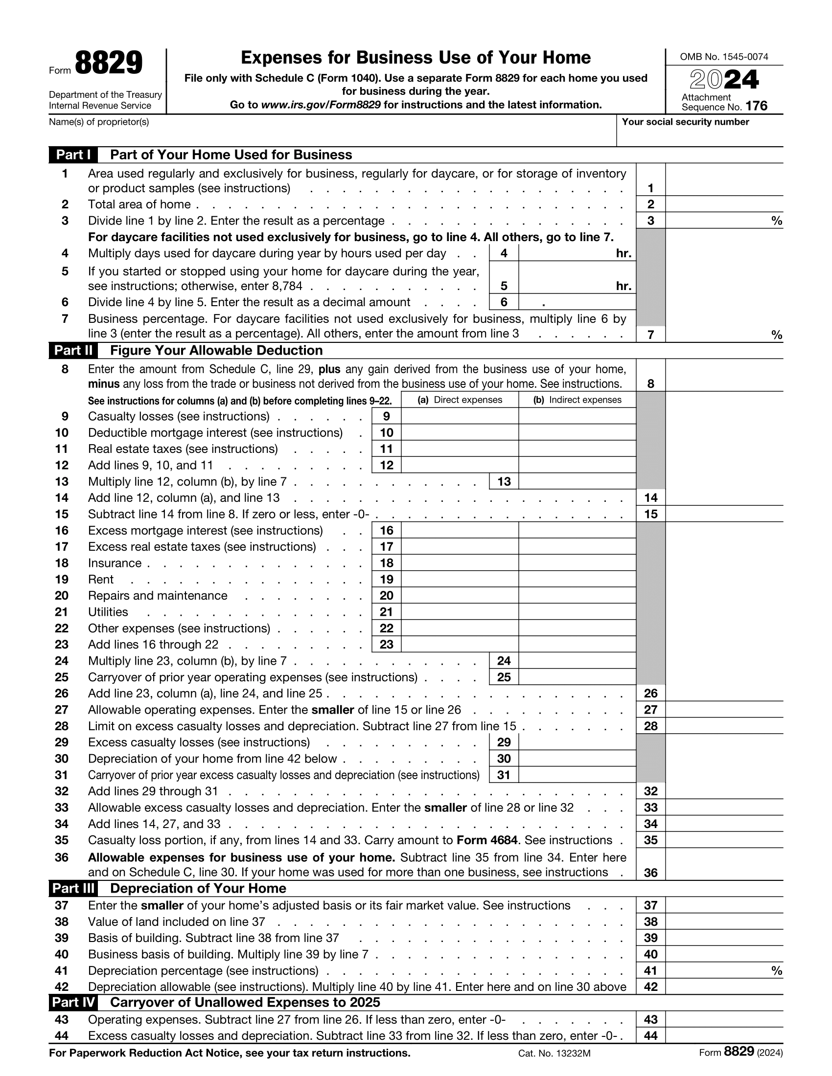 Form 8829 Fill Out Online amp Save