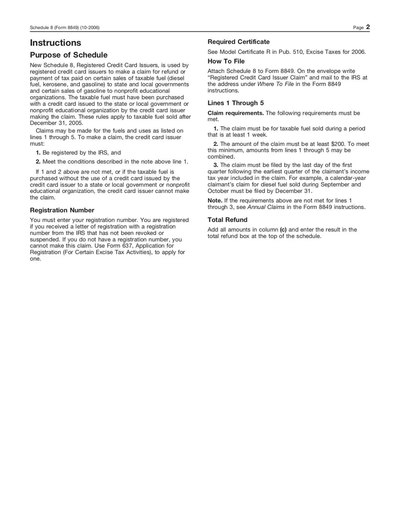 Irs Form 8849 Schedule 8