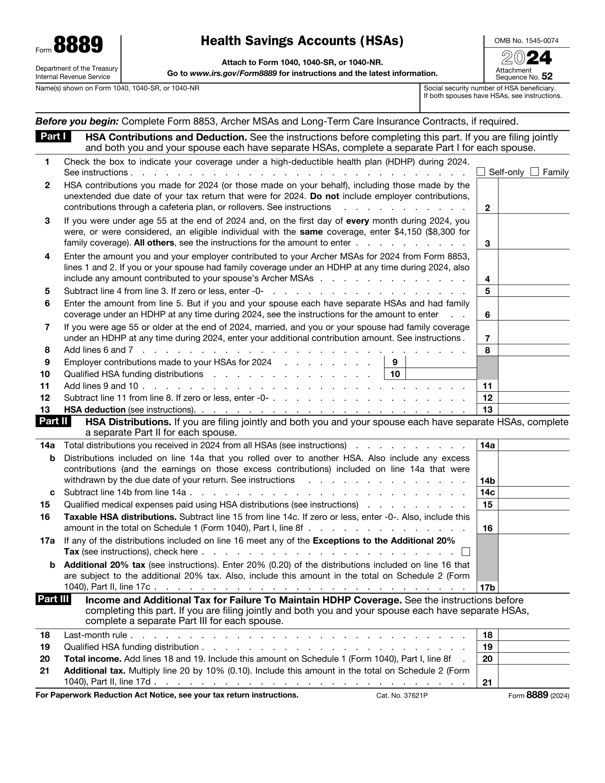 Irs Form Hsa Distribution