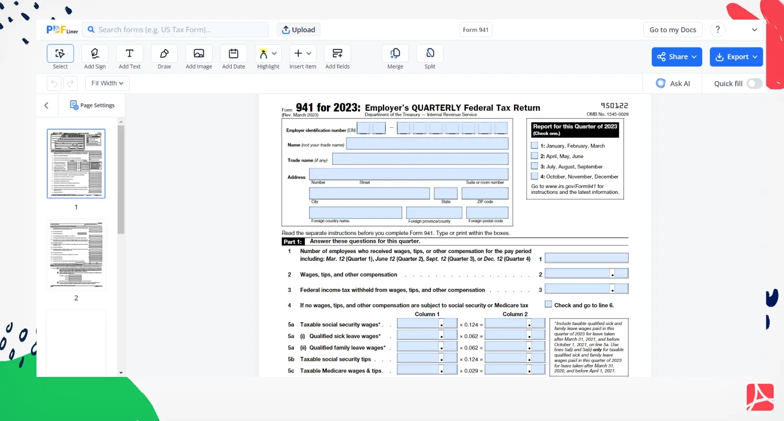 941 X Form 2024 Pdf