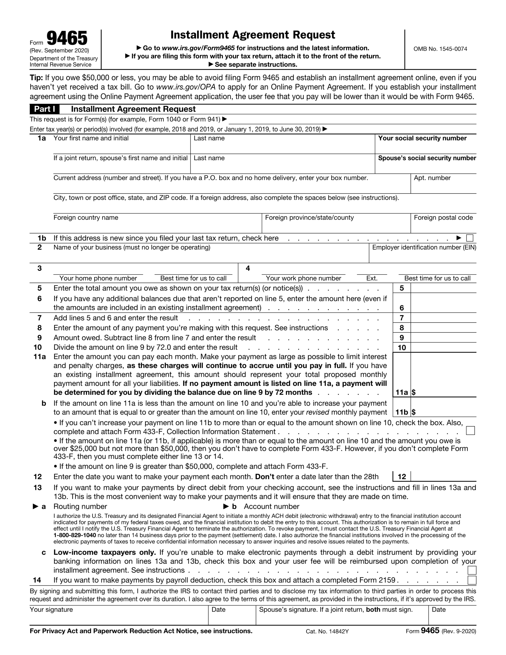 Form 9465 2024 2025 Fill Edit Download With PDF Guru