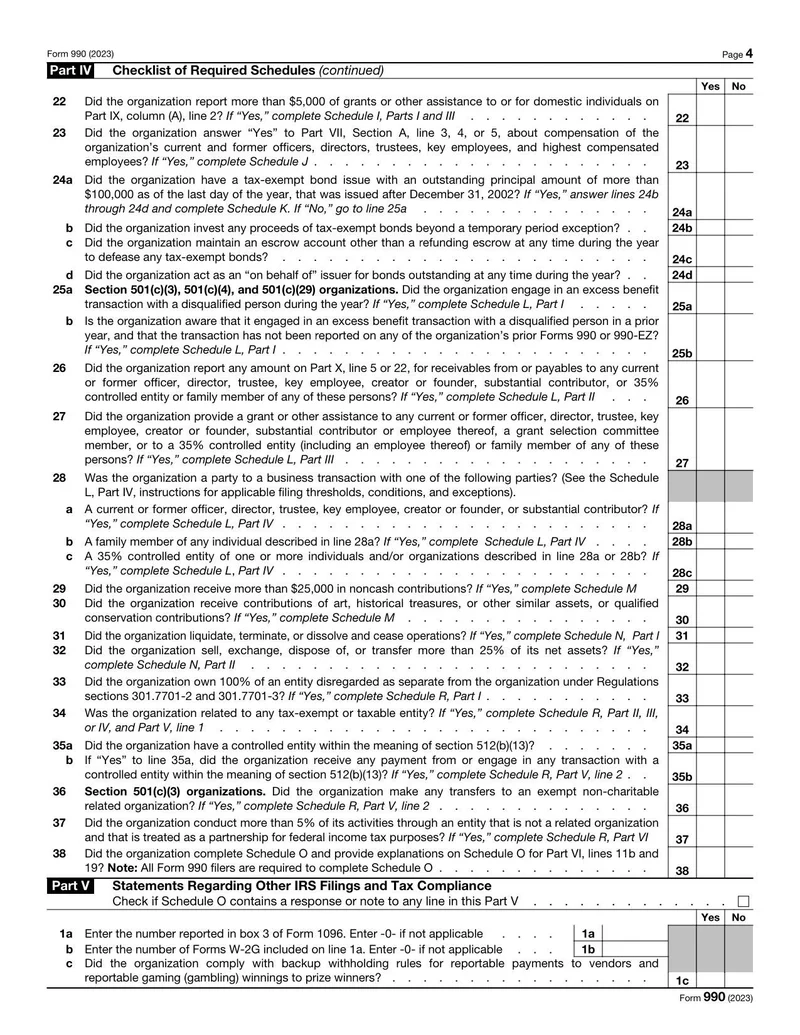 Irs Form 990 Schedule 0 2023