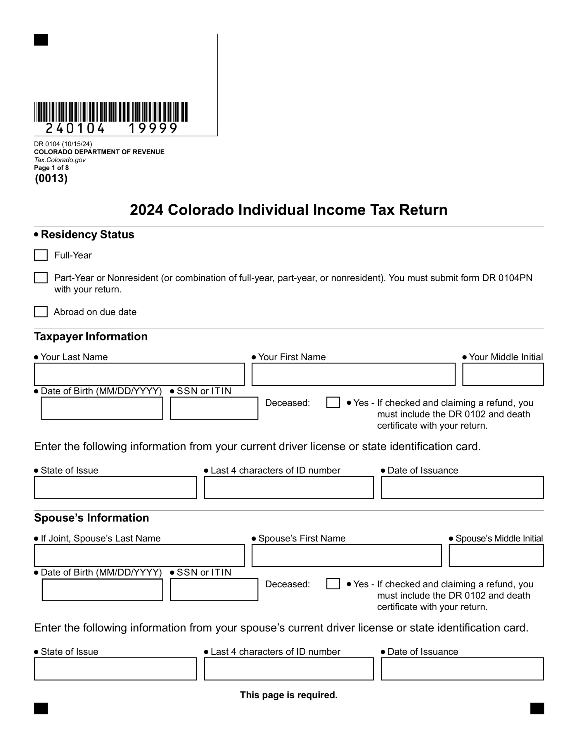 Form DR 0104 2024 2025 Fill Official Forms PDF Guru