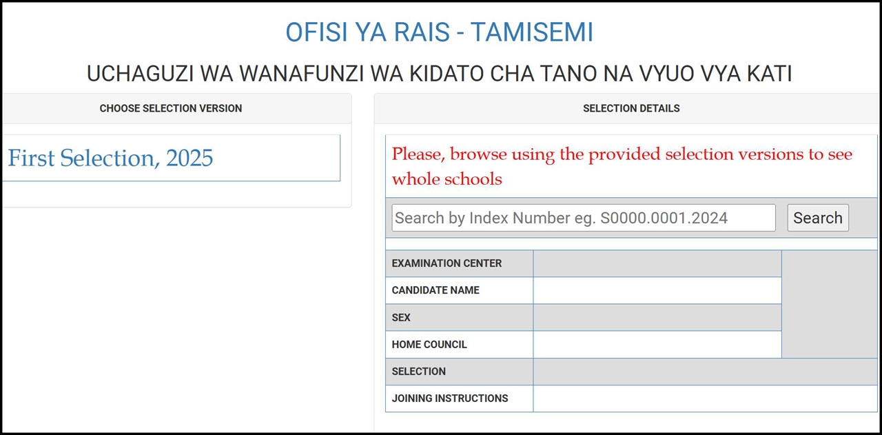 Form Five Selection 2025 Majina Waliochaguliwa Kidato Cha Tano 