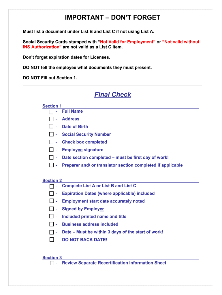 I9 Form 2025 Printable Free