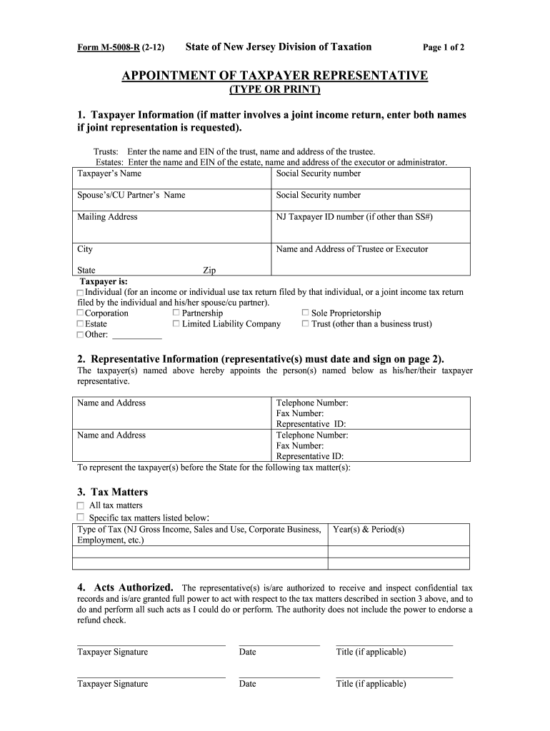 Form M 5008 R Printable