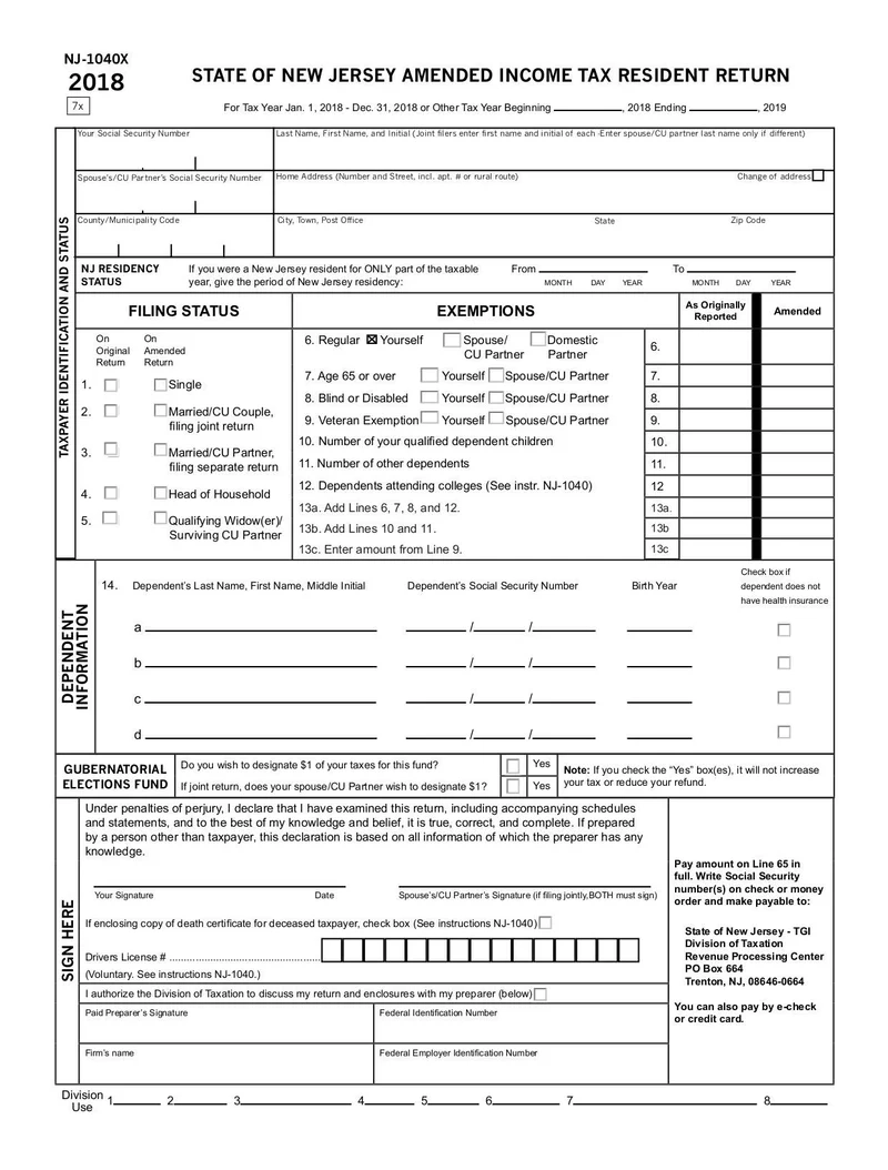 Form NJ 1040X Fill And Sign Online With Lumin